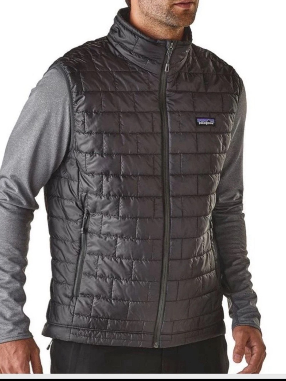 Patagonia Men’s Nano Puff Vest Forge Grey Black Quilted Packable Insulated Vest